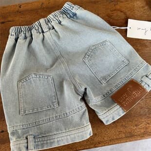 Children's Shorts 2025 Summer New Boys and Girls Korean Style Leather Label Denim Shorts Baby Versatile Five-Point Shorts