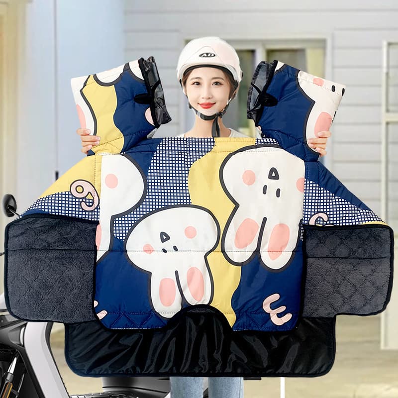 Winter fleece-lined and thickened windshield cover for electric vehicles, motorcycles, and electric scooters; suitable for all seasons; waterproof and warm.