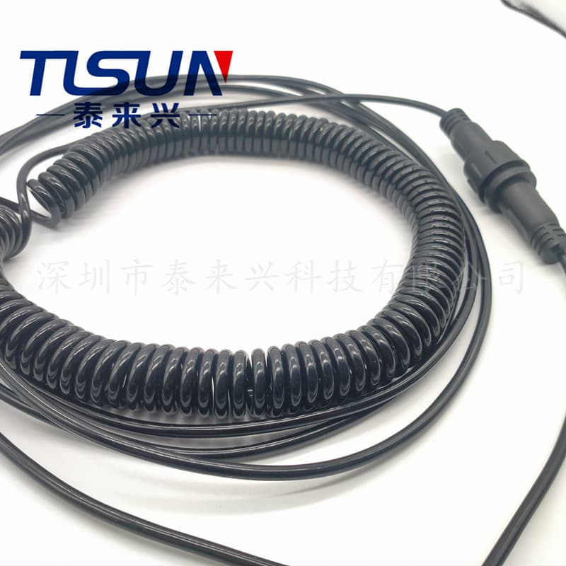 Instrument Connection Wire, Water-Resistant Plug Spiral Cable for Engineering Vehicles, Industrial Spring Wire, High Elasticity