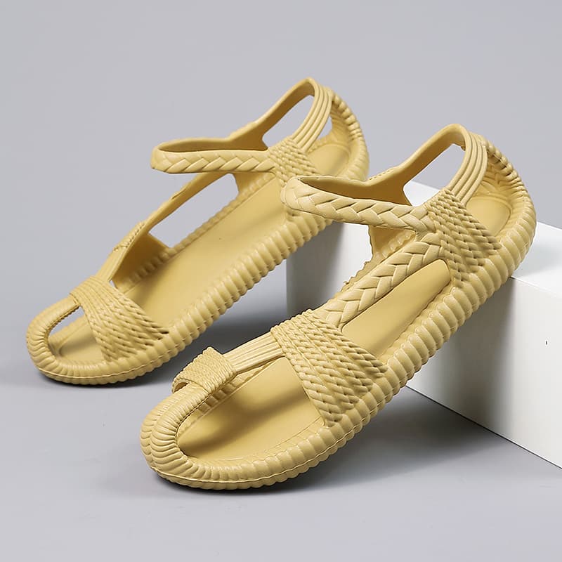 Men's Slippers Sandals Summer Outdoor Wear 2026 New Style Straw Texture Cloud-like Comfort Anti-odor Anti-slip Convenient Driving One-step Slip-on