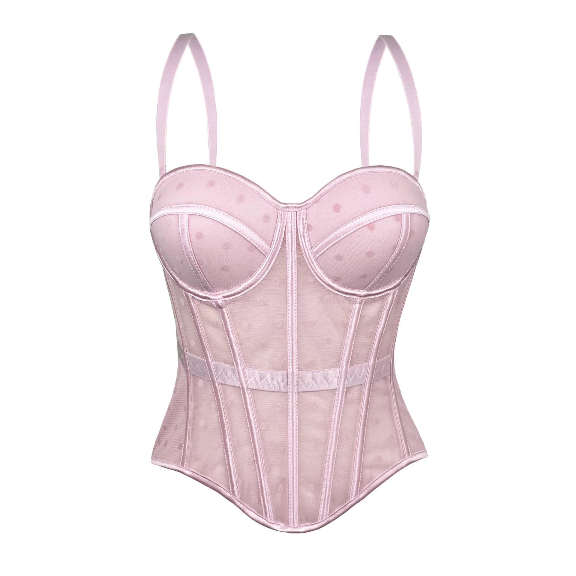 Cross-border Hot Seller Polka Dot Fishbone Corset Simple High-end Camisole Slimming Strapless Top Sexy Outerwear