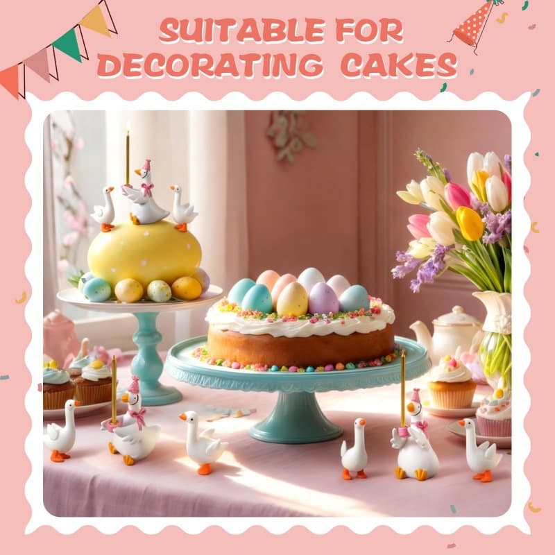 Cross-border Ins-style Cute Little White Goose Birthday Candle Holder Resin Figurine Party Cake Decoration Ambiance Candle Stand