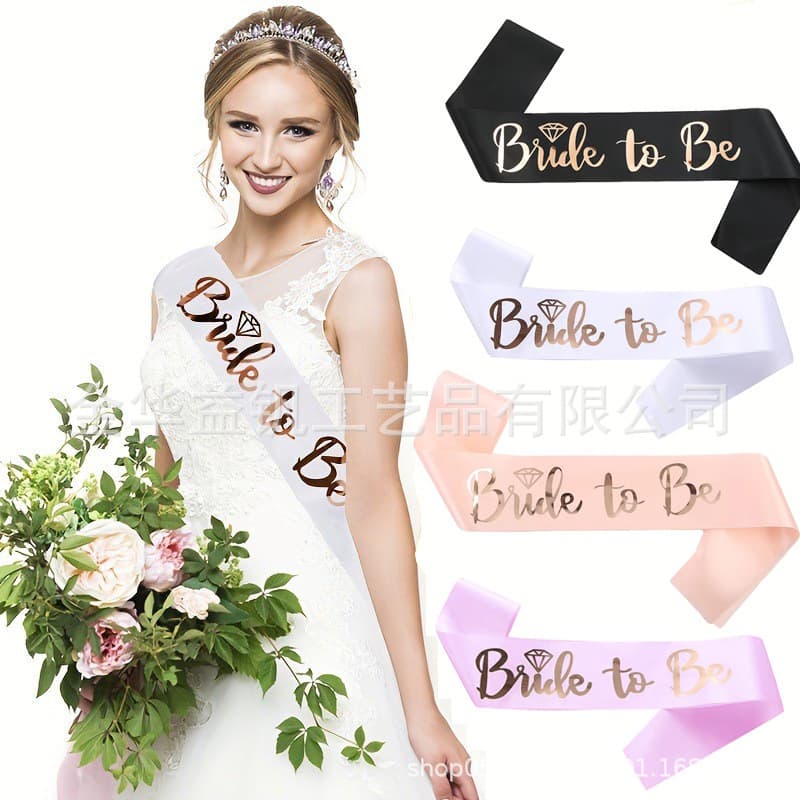Bachelorette Party Rose Gold Sash Wedding Gilt Bride Ceremony Ribbon Birthday Party Princess Belt Sash