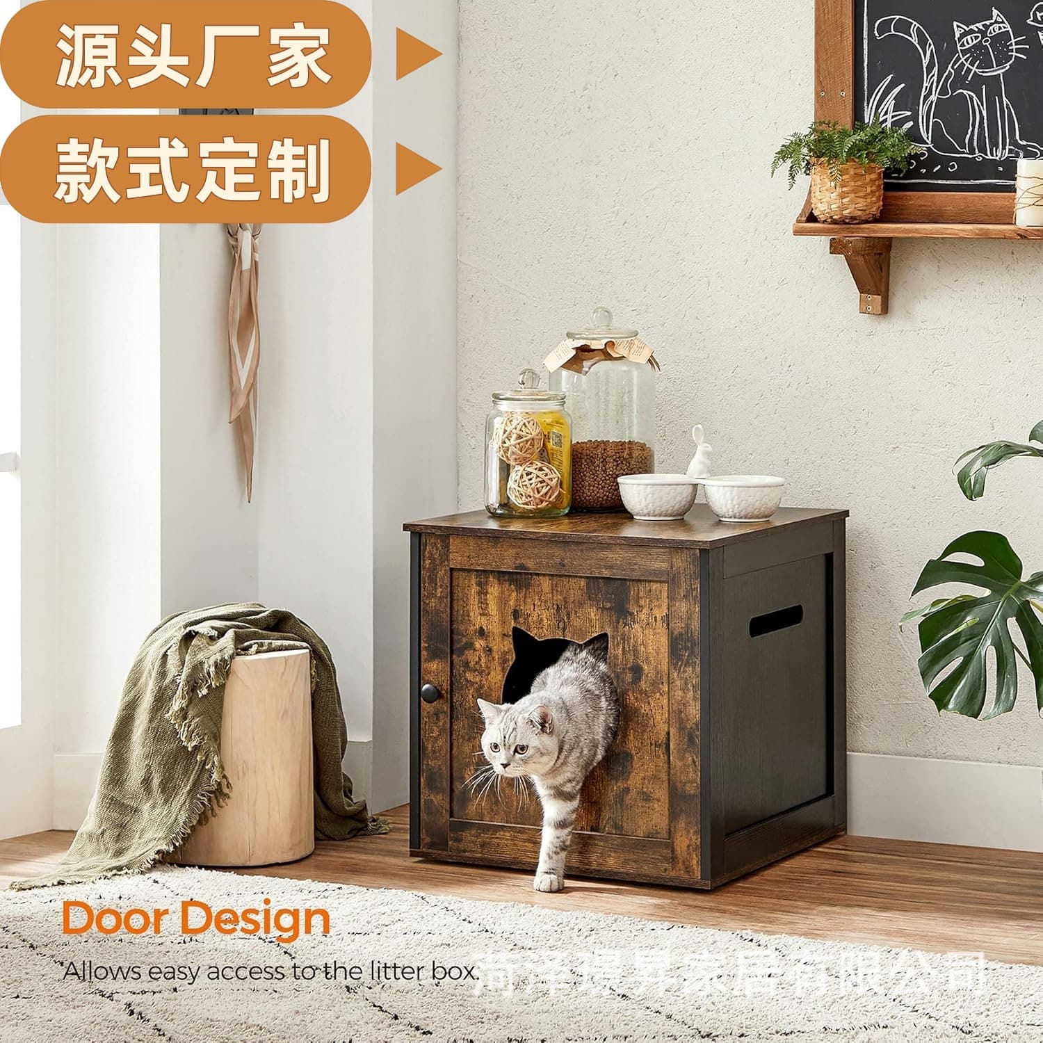 Cross-border Cat Litter Box Enclosure Closed Cat House Storage Cabinet for Living Room Bedroom Pet Nest Storage Cabinet