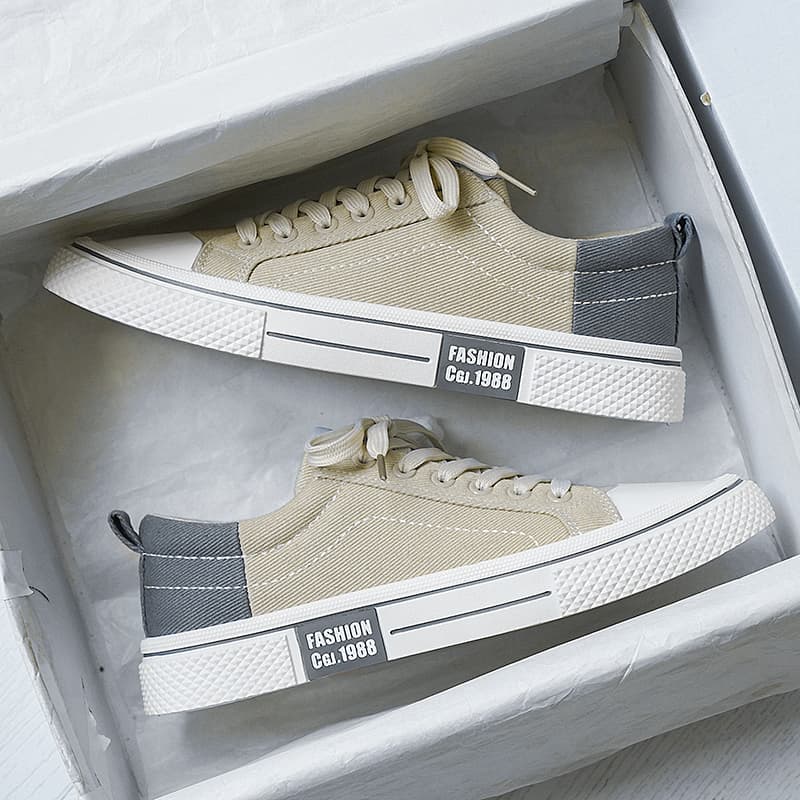 Canvas Men's Shoes 2025 New Summer Breathable Low-Top Casual Flat Shoes Height-Increasing Youth Sports Trendy Shoes