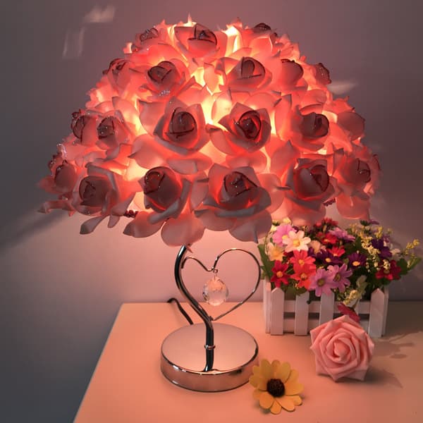 Crystal Table Lamp for Wedding Room Decor, Everlasting Bedside Lamp, Warm Rose Gift for Best Friends, Wedding and Birthday Presents Factory