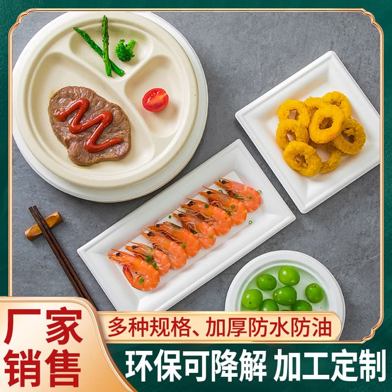 Customizable thick paper plates for birthdays/outdoor BBQ, biodegradable round dishes