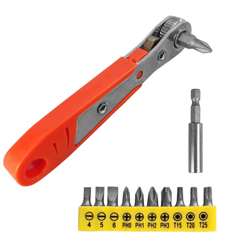 36-Tooth Mini Ratchet Screwdriver Set with Reversible Function for Tight Spaces, Dual-Use Bit and Socket Wrench Tool Kit