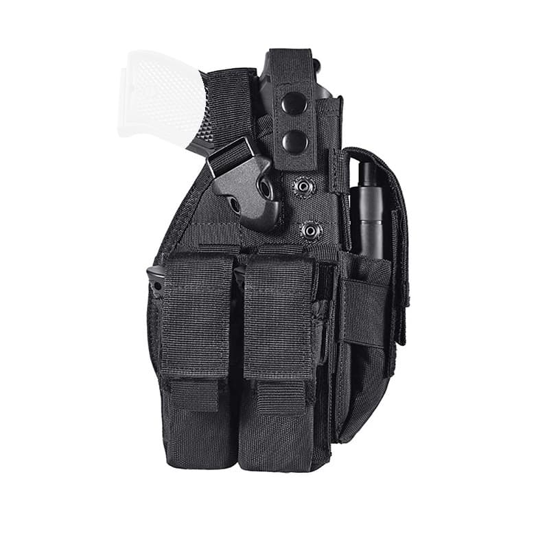 Tactical Universal Adjustable Pistol Holster Multifunctional with Dual Magazine Convertible Left and Right Hand Combination Gun Bag