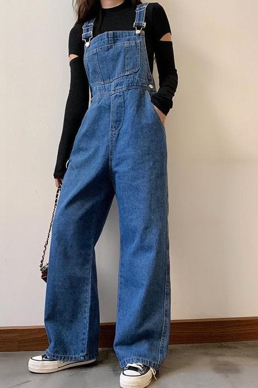 Designer Niche Workwear Denim Overalls for Women Fall/Winter 2025 New High-Waist Loose Wide-Leg Jumpsuit