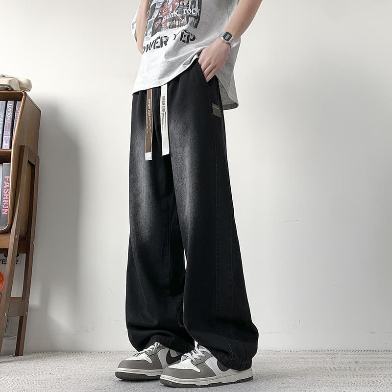 JYF-C2339 Plus Size Wide Leg Jeans for Men, 2025 Spring New Trendy Casual Plus Size Fat Men