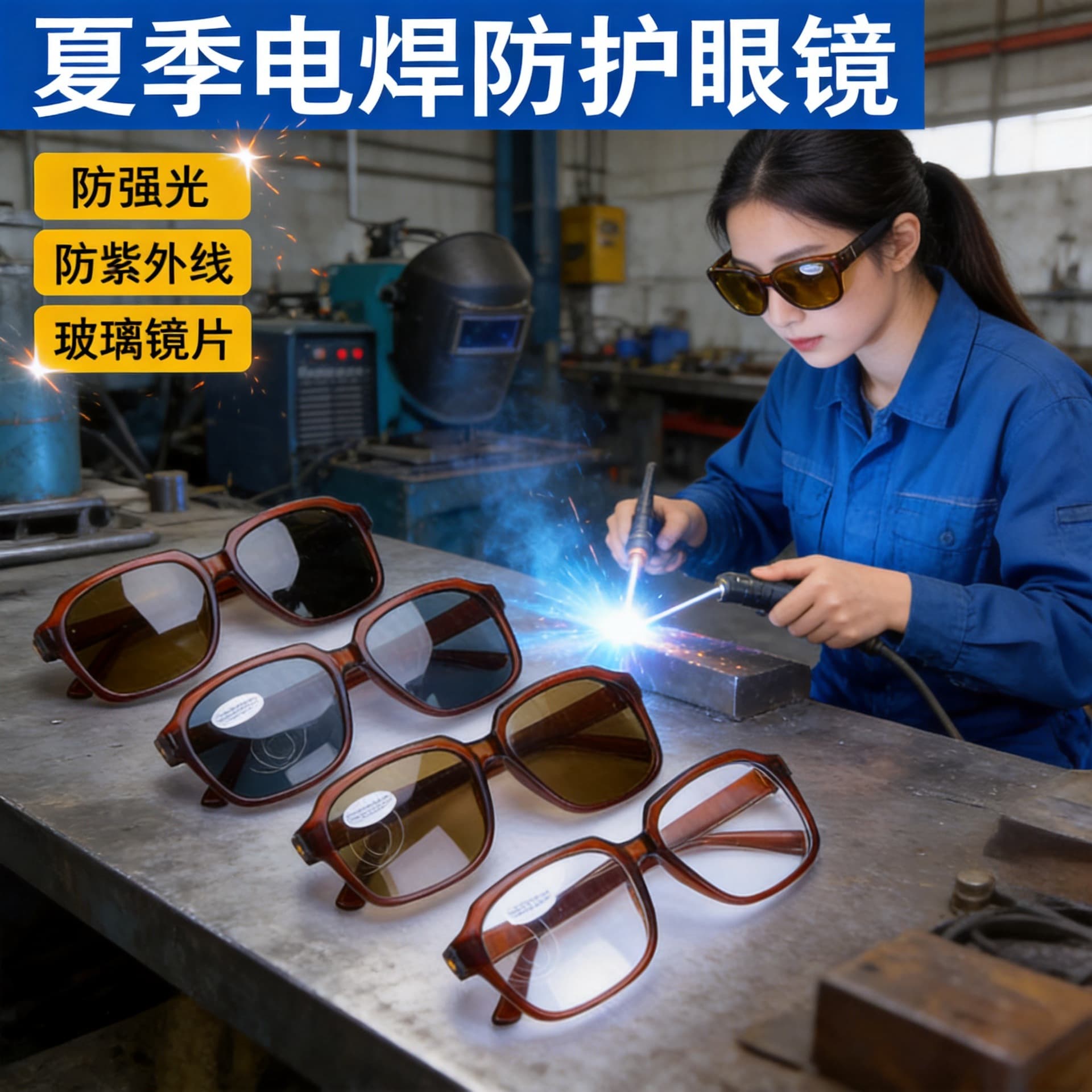Special welding glasses for welders, anti-arc light, anti-UV, anti-glare goggles, industrial grade protection