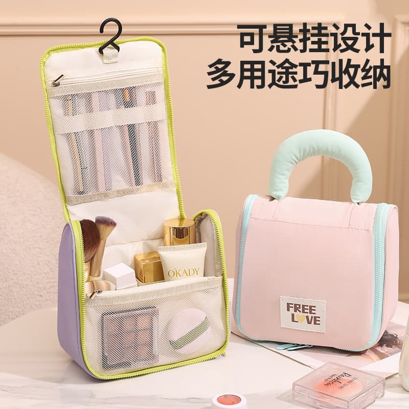 New marshmallow hook toiletry bag, business trip cosmetics, clutch bag, large capacity portable toiletry bag