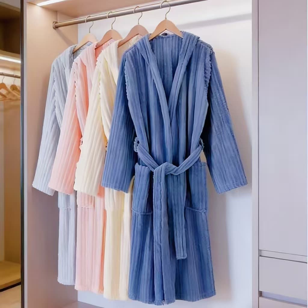 Cross-border Adult Coral Fleece Bathrobe Unisex Wrap-around Sleepwear Robe for Fall and Winter Nightgown Towel Wholesale