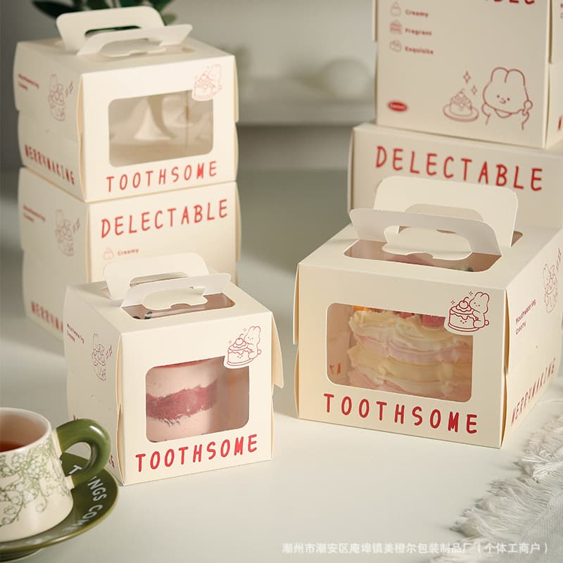 Cartoon 4-inch 3-inch window portable cake box 6-inch birthday cake packaging box 2-inch dessert mousse box