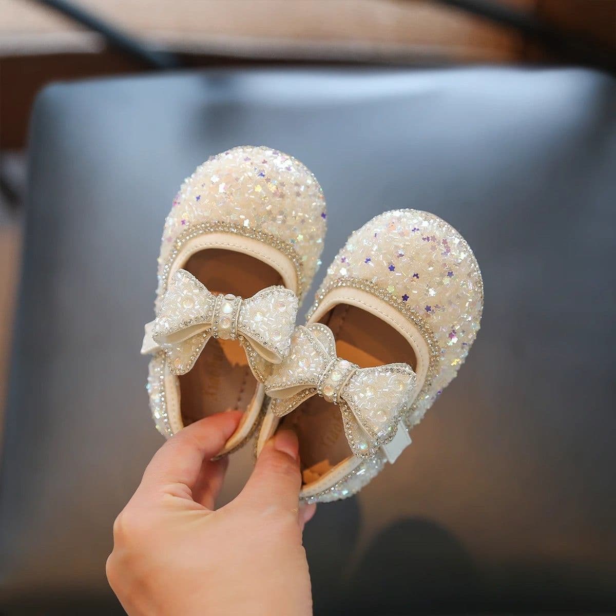 2025 New Style Baby Toddler Shoes with Bow Knot, Soft Sole, Crystal Single Shoes, Children's Princess Shoes, Leather Shoes