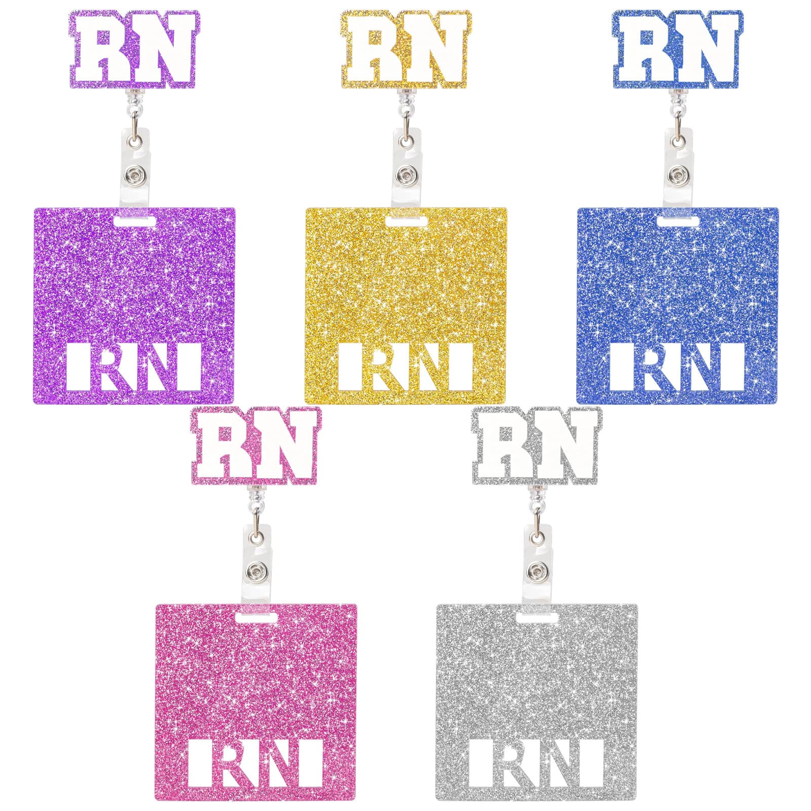 RN Flash Retractable Badge Reel with Clip, Hollow Chest Card for Doctors and Nurses, Stretchable Work ID Badge Holder