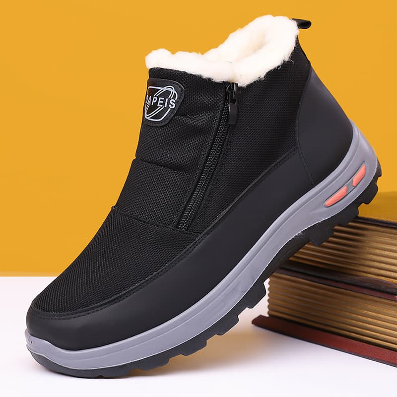 Elderly Cotton Shoes Men Old Beijing Cloth Shoes Men Winter Anti-Slip Warm Plush Casual Middle-Aged Dad Shoes Snow Boots