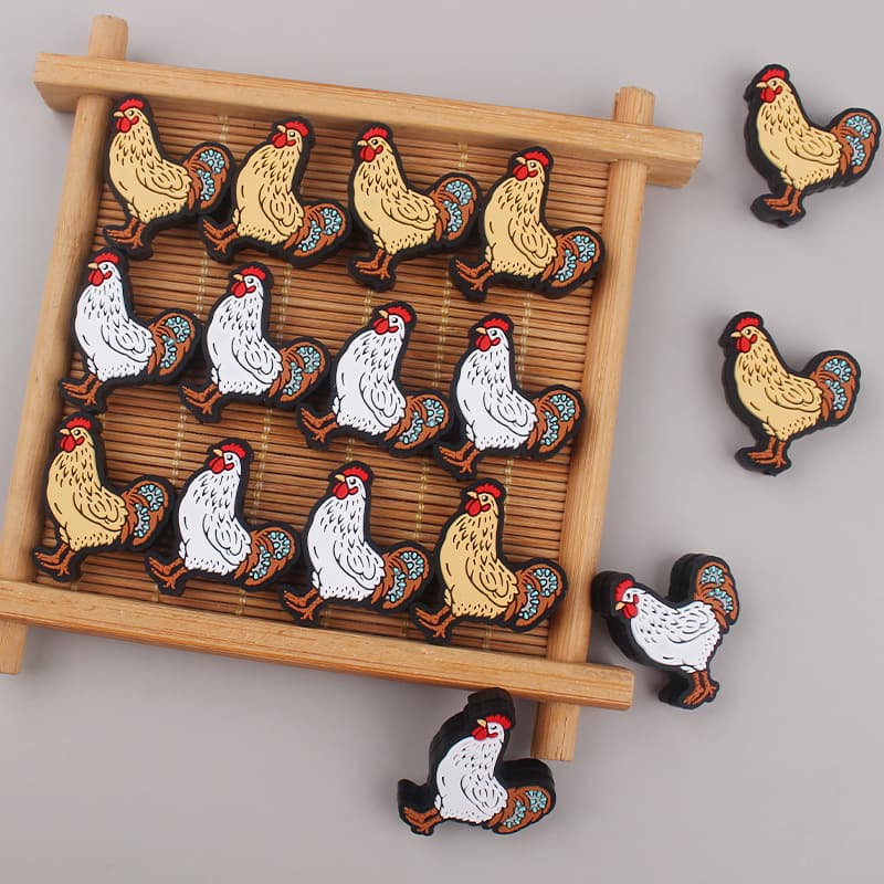 New Baby Products Cartoon Rooster Teether Creative DIY Baby Molar Pacifier Chain Anti-Drop Accessories