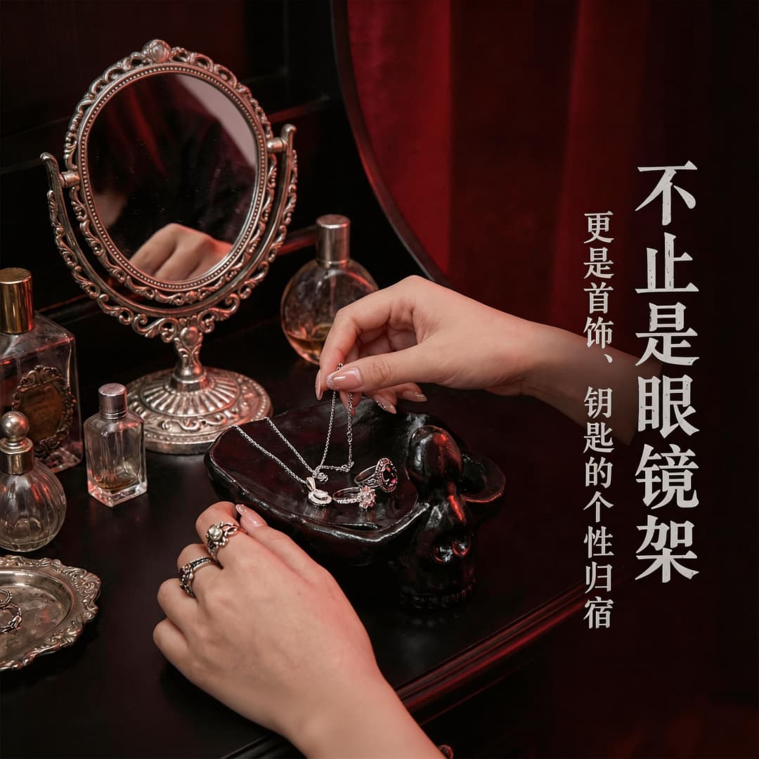 Creative Satan Skull Eyeglass Holder Resin Ornament Halloween Party Decoration Home Desktop Personalized Decoration