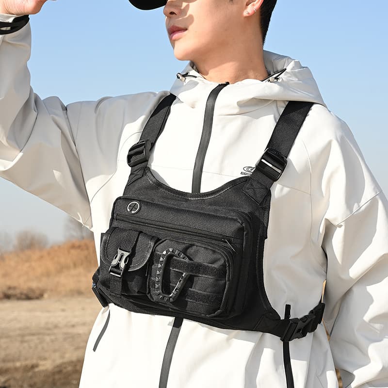 Cross-border best-selling tactical chest bag for men, large capacity, ultra-light wear-resistant, multi-functional tactical vest bag with customized logo