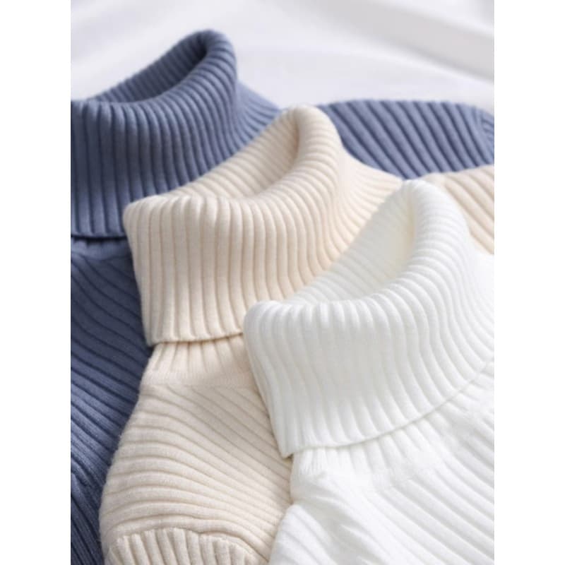 Turtleneck Slim Fit Knit Top Long Sleeve Solid Color Base Layer New 2025 Trendy Sweater for Women Fall Winter