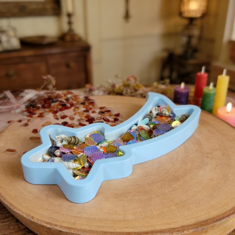 S2269 Christmas Trailing Cake Star Tray Decoration Cement Plaster Mold DIY Silicone Mold
