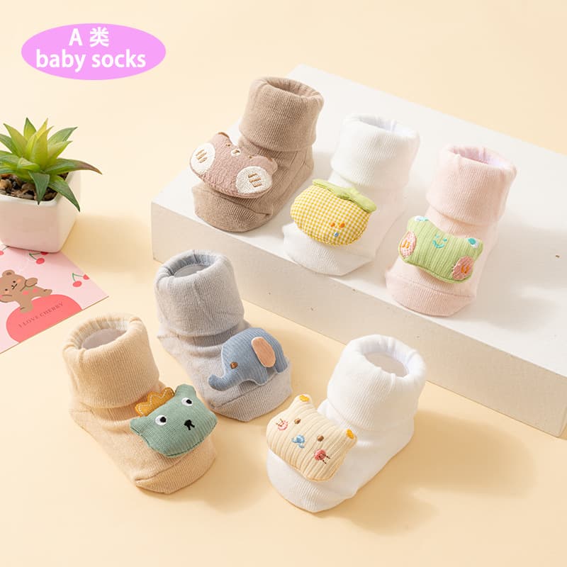 Baby Boys Girls Cotton Socks A-Class Mid-Calf Thin Floor Non-Slip Cool Walking Socks Breathable Absorbent Odor-Resistant Spring Summer