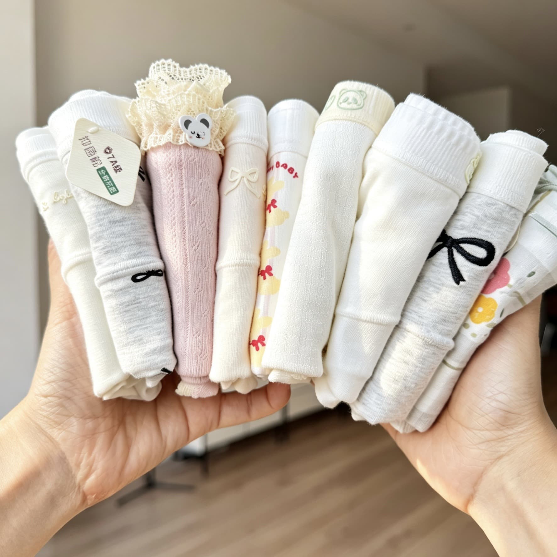 Ka Miao picked up leaking women's underwear live broadcast and set up a street stall to promote ballet style milky white breathable girl's pure cotton crotch special price