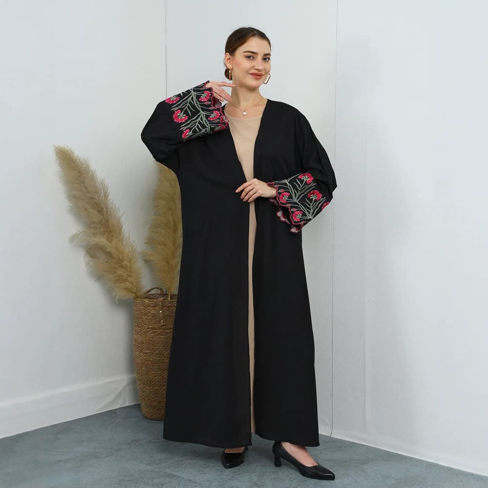 F471 Women's Cross-Border Embroidery Loose Plus Size Cardigan Long Dress Fashion Outerwear Embroidered Cardigan Long Dress