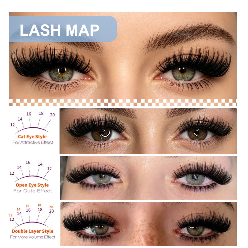Cross-border EU/US DIY False Eyelashes with Glue 12-22mm Extension Lashes 80D Curl Natural Single Cluster Segmented Lashes