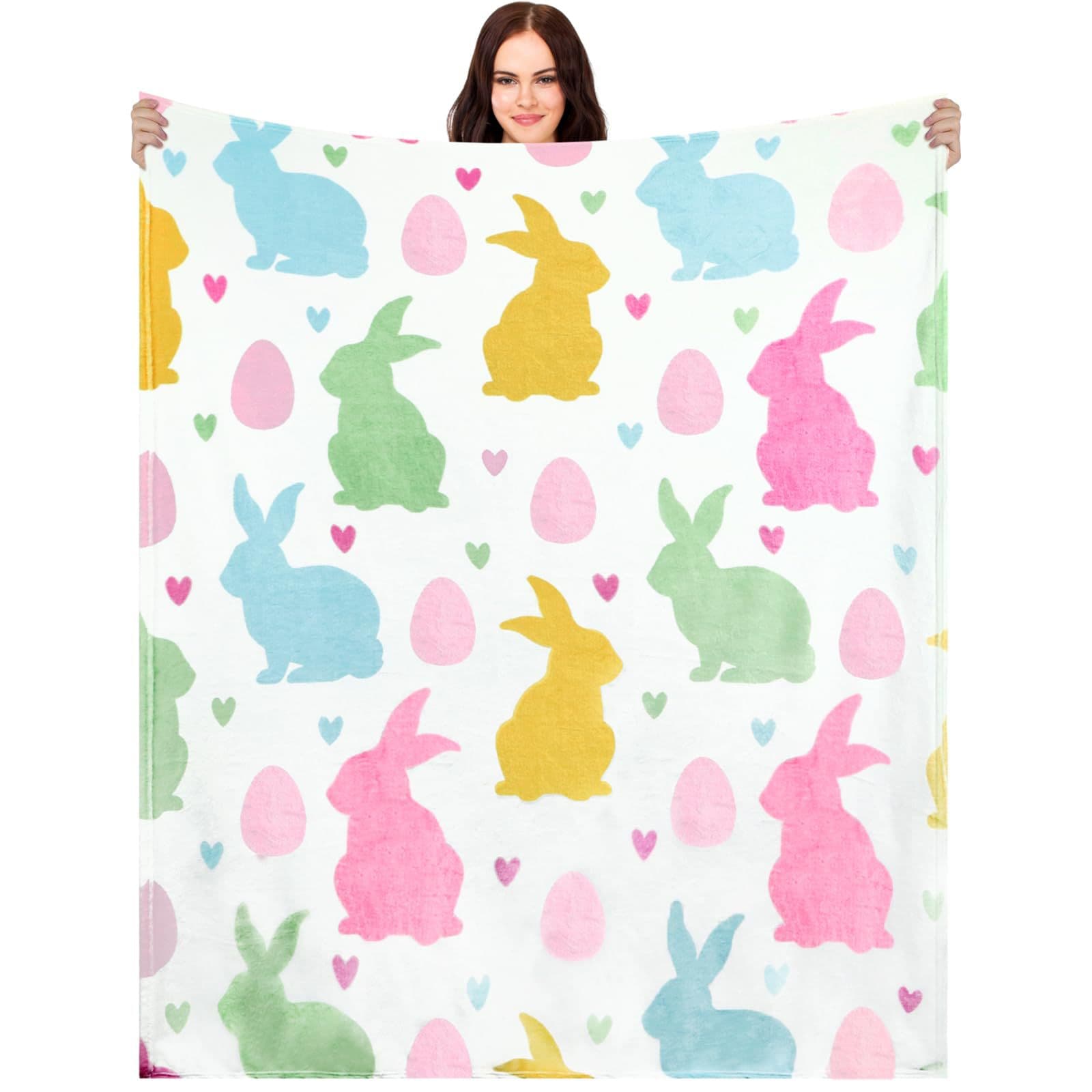 Cross-border flannel blanket classic Easter egg rabbit color digital printing blanket source manufacturer wholesale