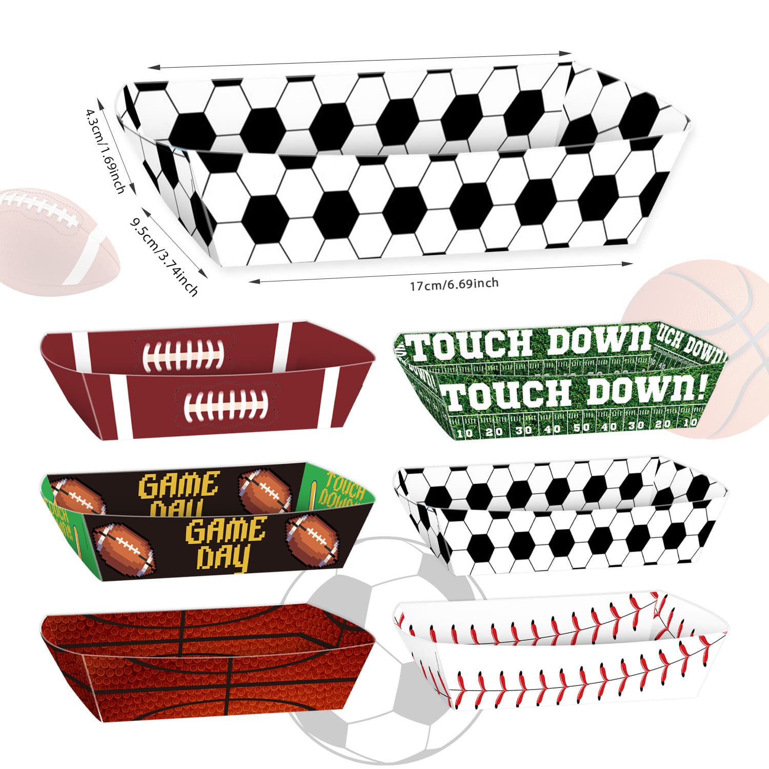 New football party tray paper boat box World Cup game American football theme fried chicken burger box