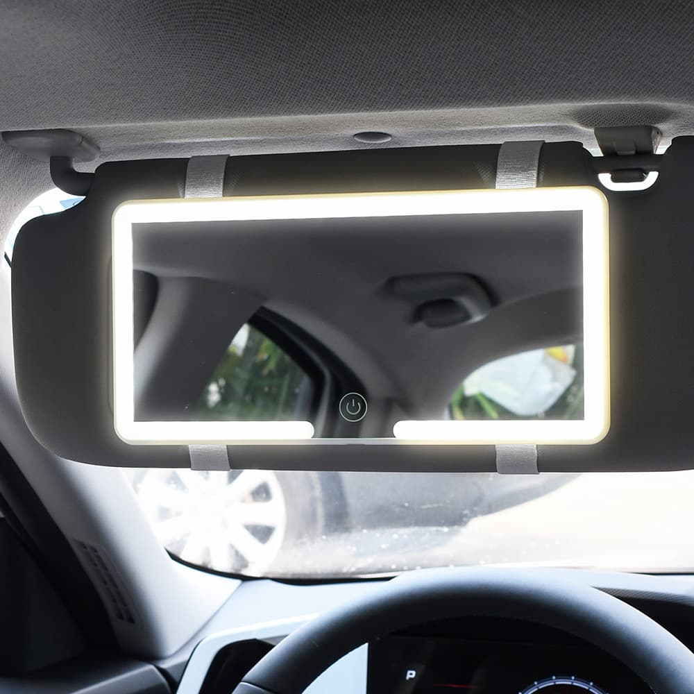 Manufacturer supplies high-definition LED car sunshade vanity mirror light with three-level dimming.