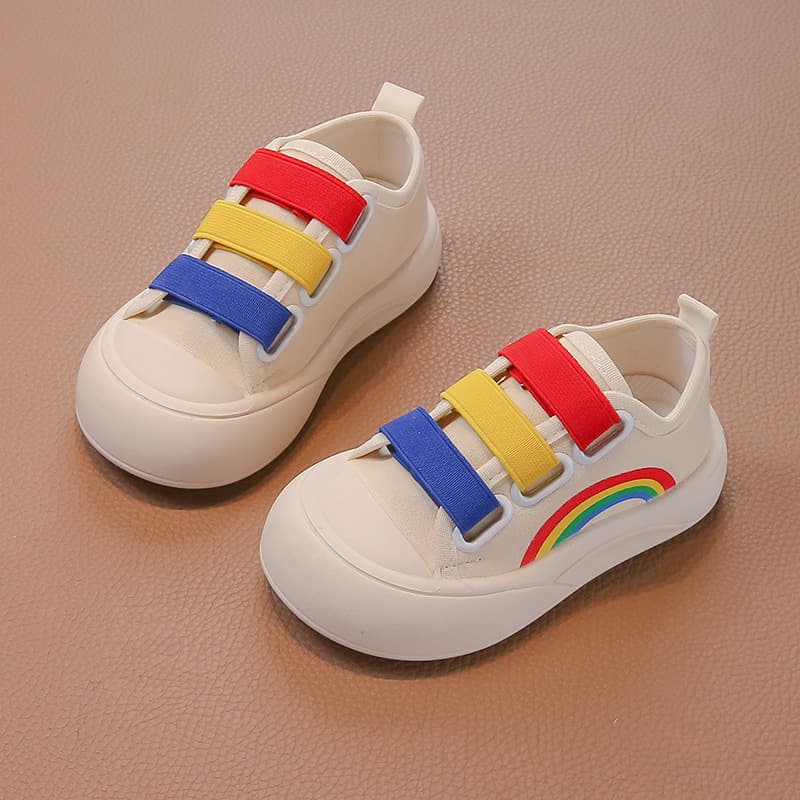 [In Stock] Girls Canvas Shoes 2025 Spring/Autumn Velcro Soft Sole Casual Shoes Versatile for Middle and Small Children Boys Single Shoes