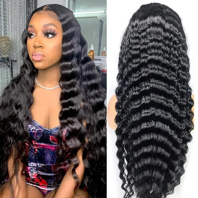 Cross-Border European and American Fashion Water Ripple High Temperature Synthetic Fiber Headwear African Hot-Selling Small Curly Front Lace Long Curly Wig
