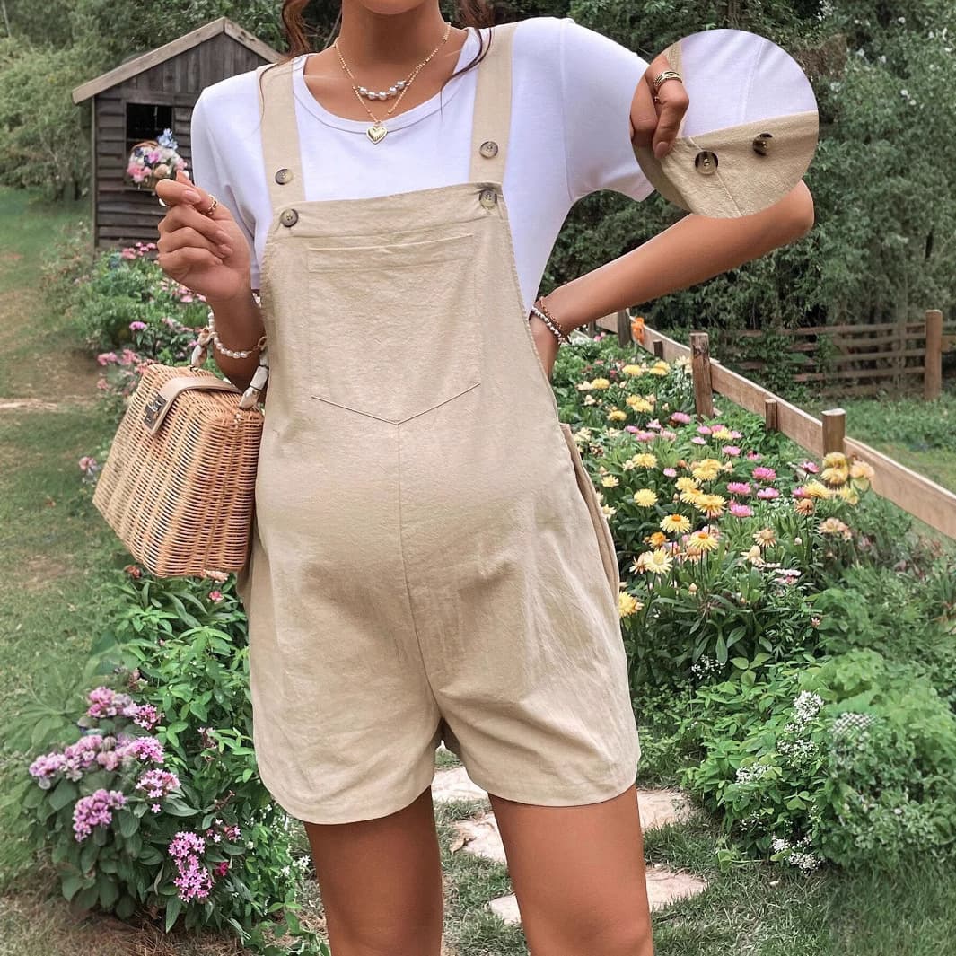 European and American Export Maternity Wear Spring Summer Casual Breathable Maternity Shorts Adjustable Waist Suspenders Maternity Shorts
