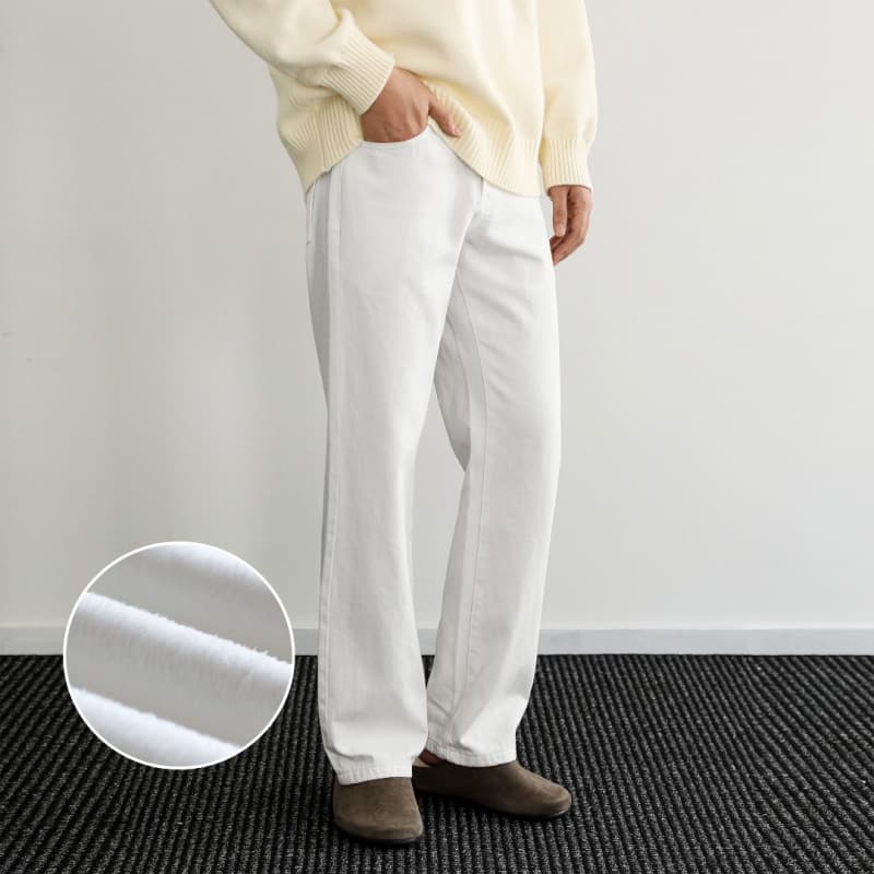 Men's Solid Color Casual Comfortable Cotton Commuter Jeans Versatile Stylish Long Pants NZK022