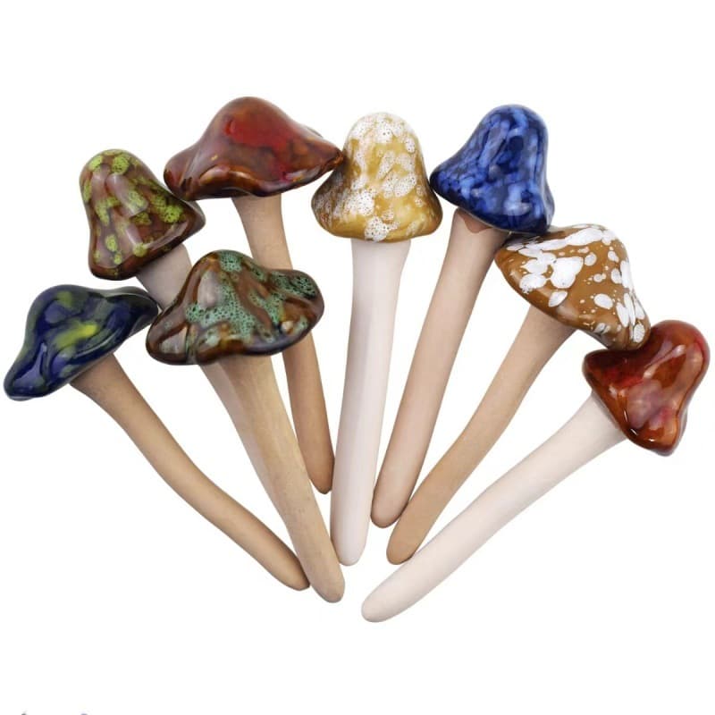 Ceramic Craft Mushroom Flower Pots Decorative Garden Ornaments Color Glazed Mushrooms 4-piece Set Packaging