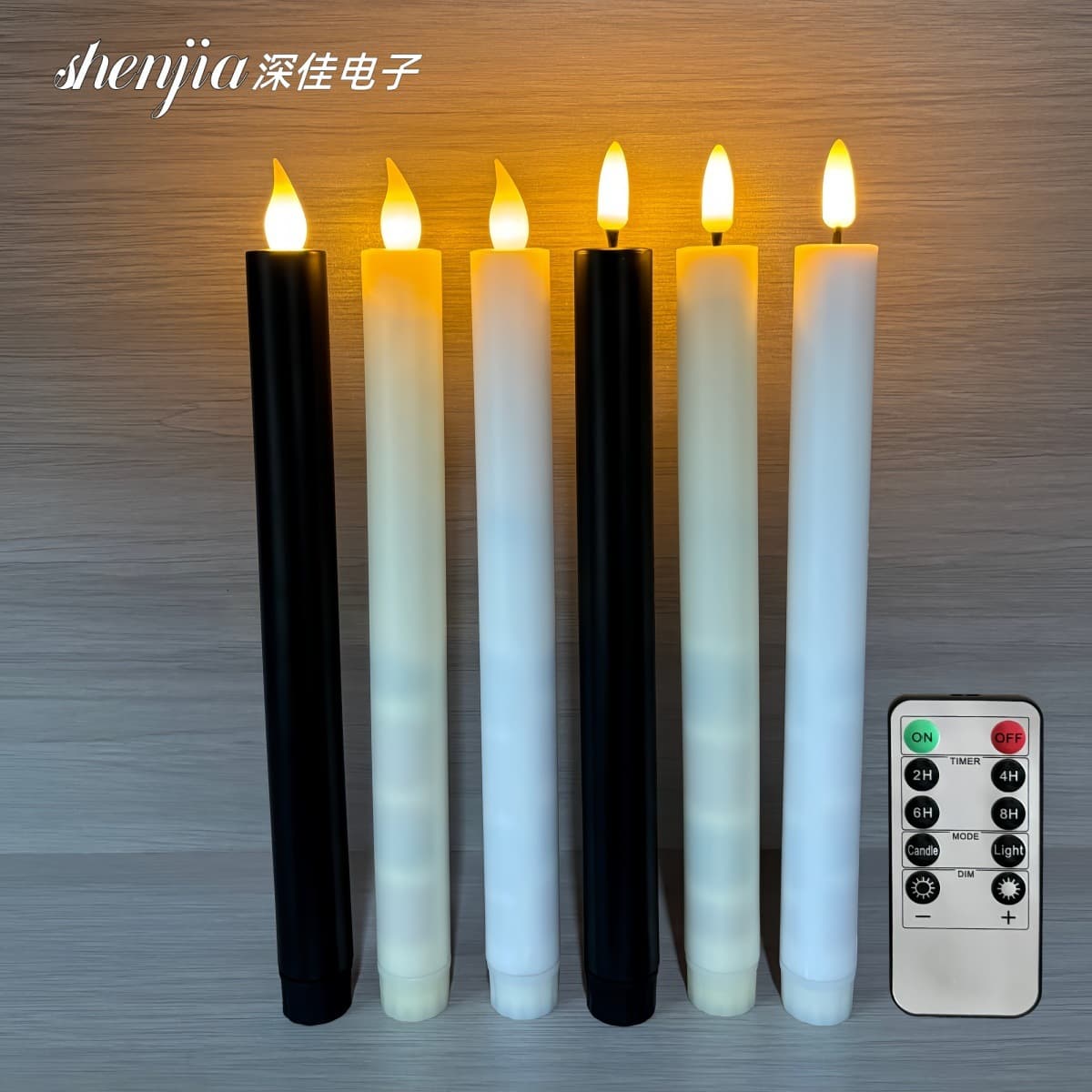 LED Electronic Remote Control Candle Plastic Long Stem Candle Light for Festival Wedding Decoration Candle Holder Timer Simulation Candle Light