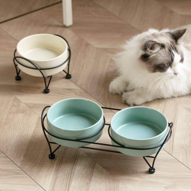 Ceramic Dog Bowl, Pet Food Bowl, Water Bowl, Cat Double Bowl, Neck Protection, Anti-Tip, Raised Stand, Amazon