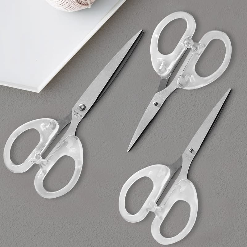 Simple transparent frosted scissors, INS-style cute stationery, student journal cutting art scissors, stainless steel office scissors