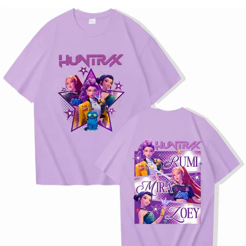 KPop Demon Hunters Printed Pure Cotton T-Shirt Cross-border Casual Round Neck Top Short Sleeve