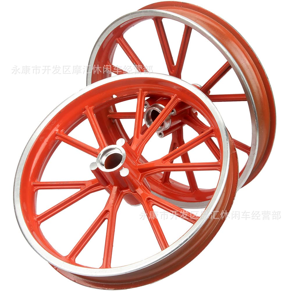 Mini two-wheeled motorcycle, two-stroke, 47/49cc, small off-road, 2.50-10 inch front and rear steel rims, orange.
