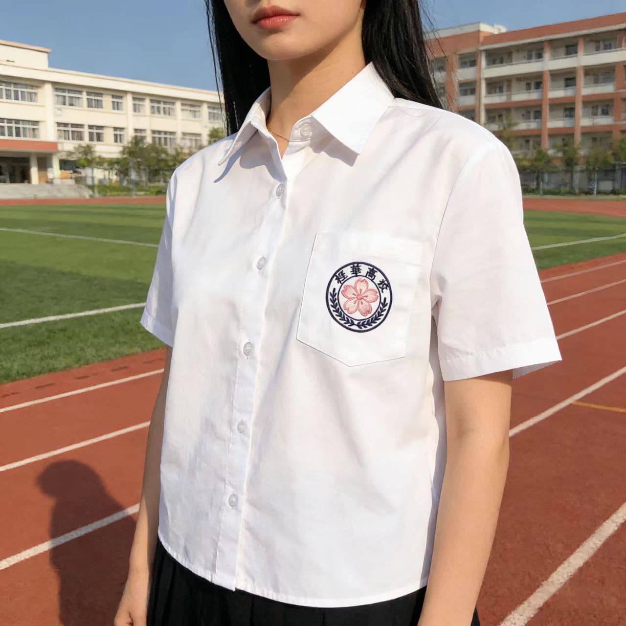 Original Sakura High School Jk Shirt, Unisex Short-Sleeve Basic Style, Versatile Academy Style, School-Supply Feel, White Shirt Set