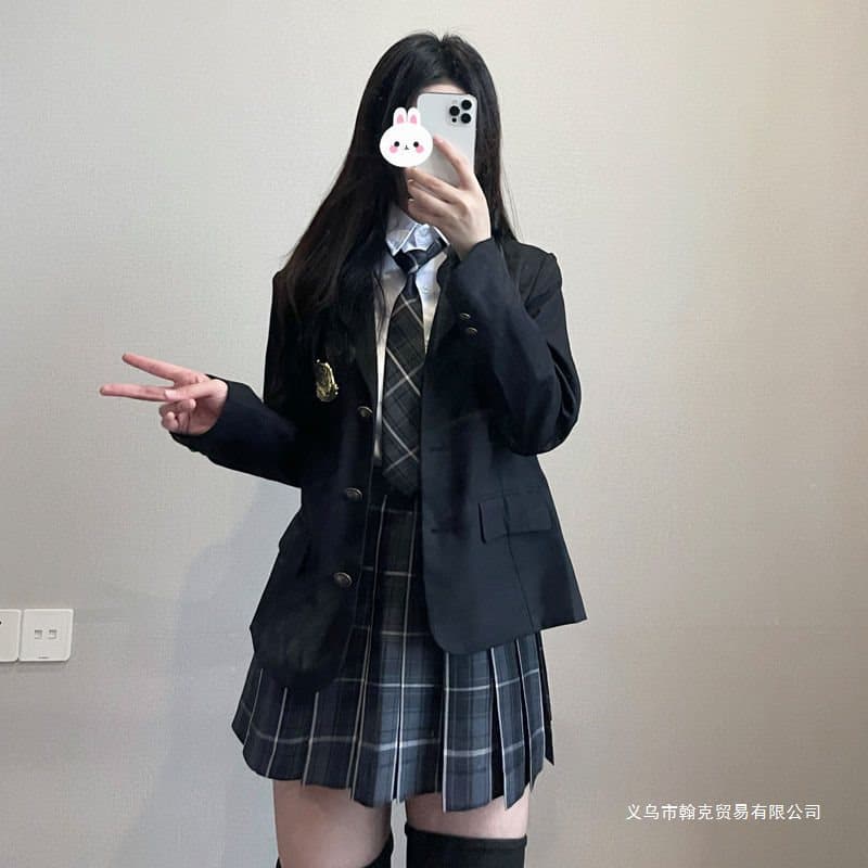 Authentic uniform suit set, Japanese school style, full set of autumn/winter black student jacket and women's suit.