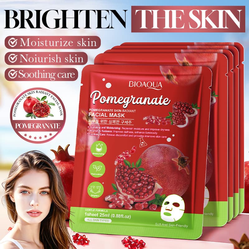 Cross-border pomegranate moisturizing mask 25ml BIOAOUA hydrating, moisturizing and rejuvenating mask foreign trade skin care products wholesale