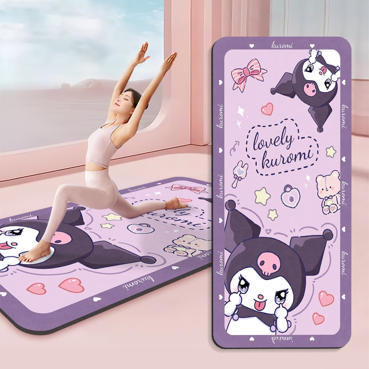 Cute Sanrio Cartoon Home Absorbent Anti-Slip Yoga Diatom Mud Floor Mat, Dirt-Resistant, Durable, Easy to Clean Exercise Mat