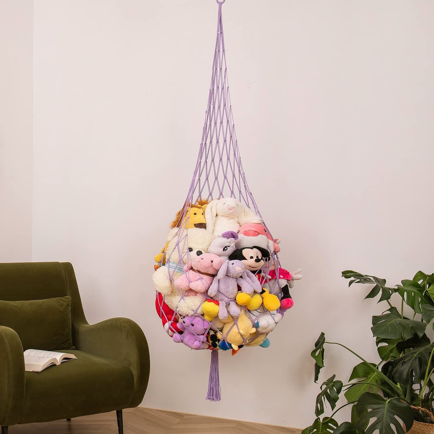 Custom 2m Plush Toy Storage Hanging Net, Stuffed Animal Hammock, Woven Hanging Toy Net, Nordic Kids Room Decor