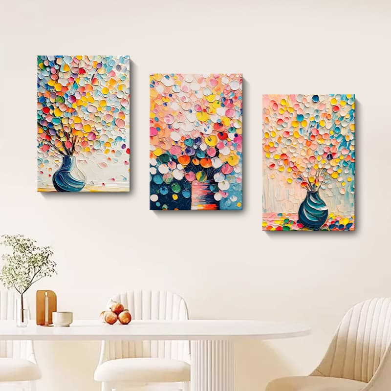 Abstract Flower Living Room Decor Dining Room Bedroom Cream Style Abstract Hanging Painting, Apartment Homestay Cross-Border Canvas Art